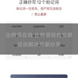 比特派在线 比特派钱包交易延迟解决方案分享